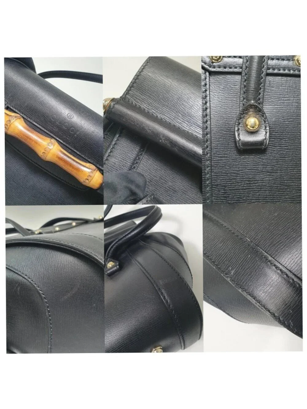 Authentic Gucci Bamboo Daily Black Leather Top Handle Bag